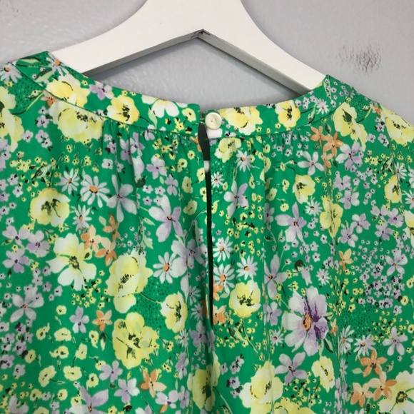 Loft Green Floral Sleeveless Bubble Hem Top Large - Picture 5 of 12